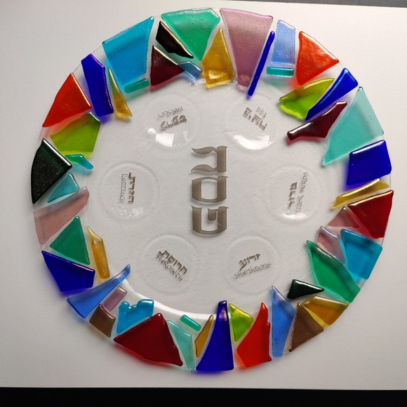 Fused Glass | Seder / Passover 13" platter - Picture 12 of 14
